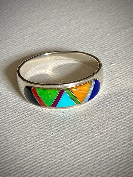 Sheryl Martinez Jewelry - Sheryl Martinez Sterling Silver Multicolor Inlay Band Ring